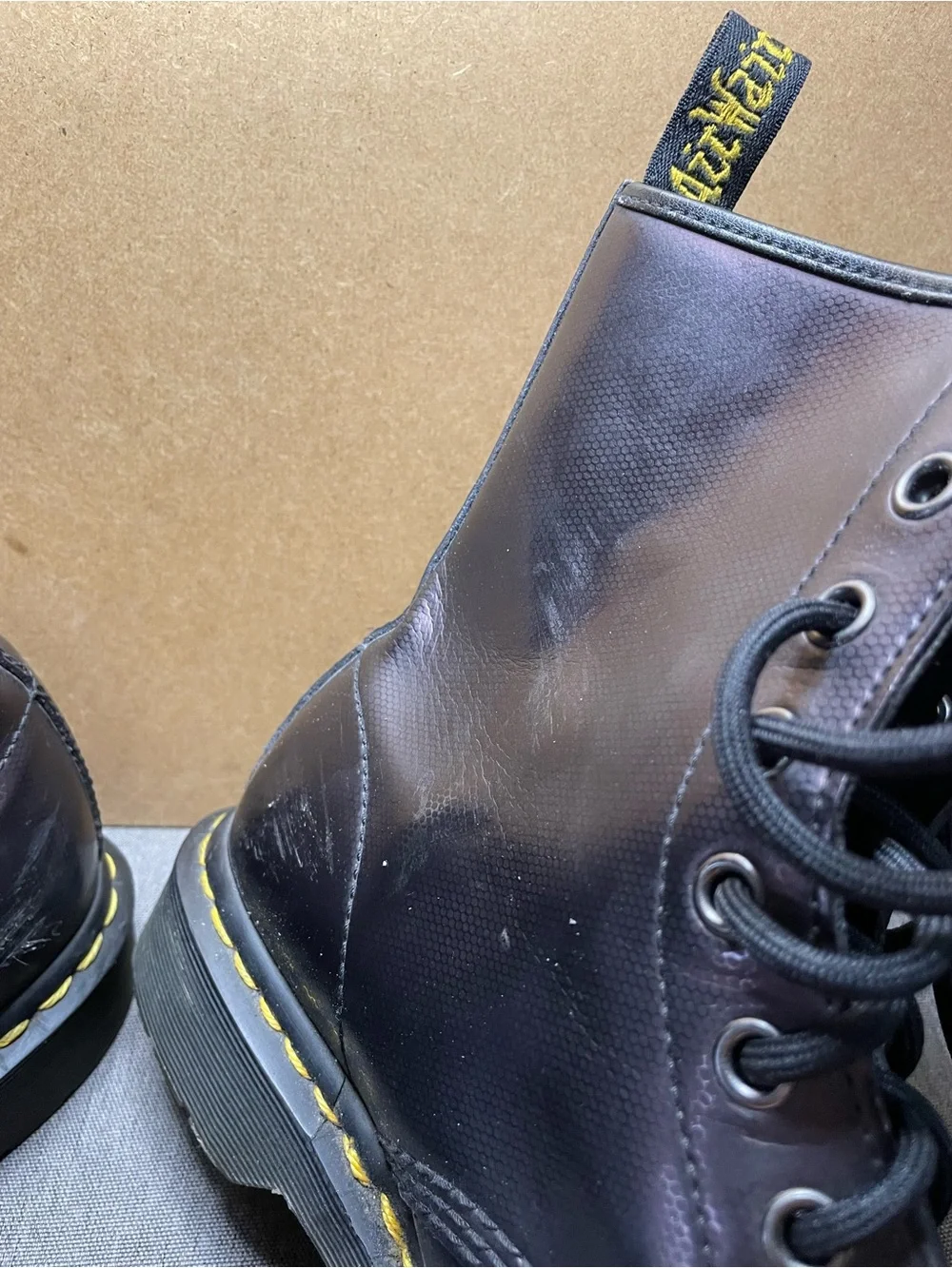 Dr. Martens Iridescent, Dark Purple Lace-Up Men's Combat Boots